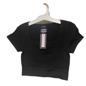 Wild Fable Black Cropped Ribbed Top